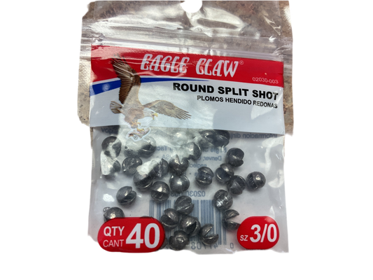Eagle Claw round split shot 3/0-40pk