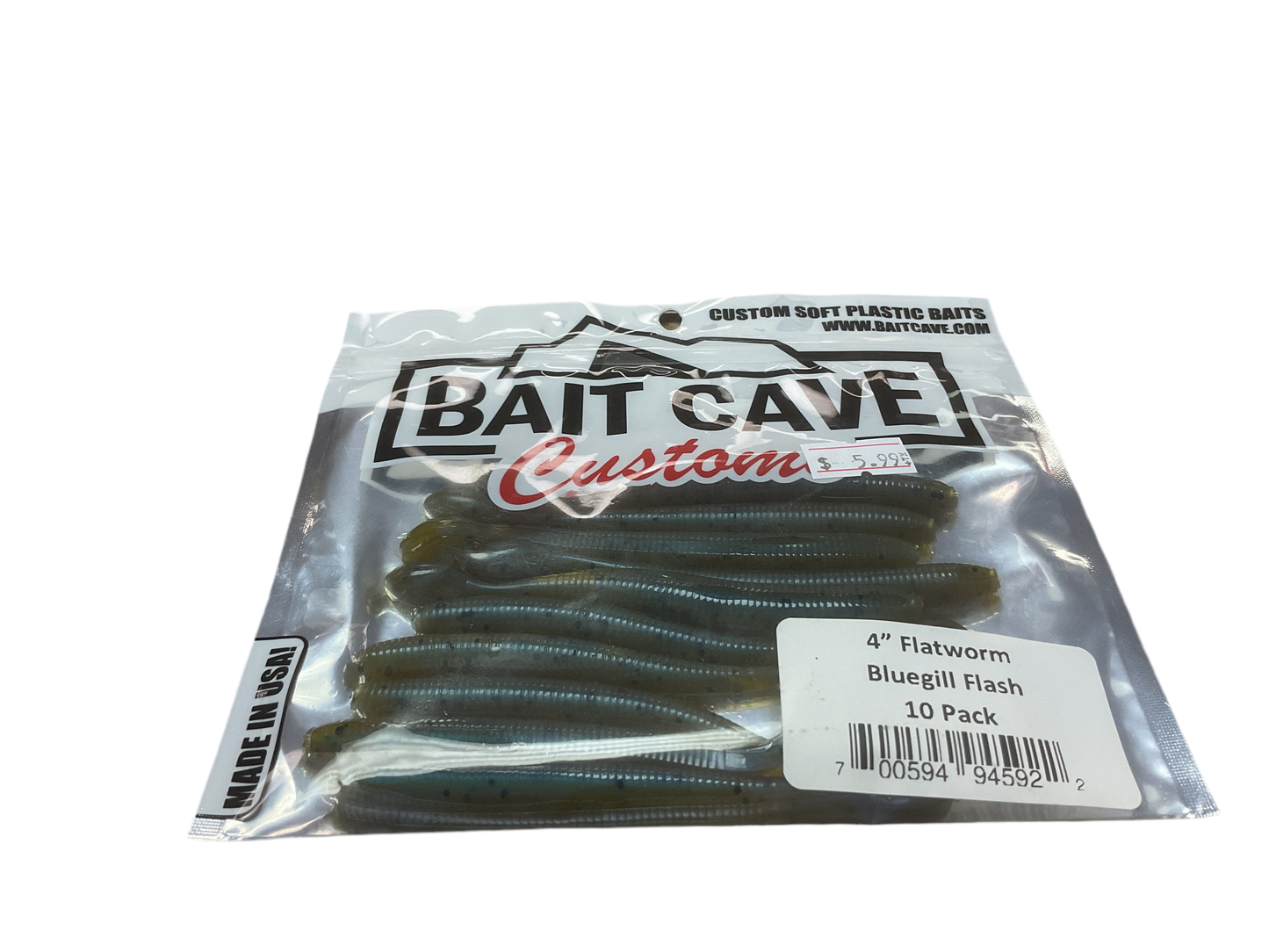 Bait Cave Customs 4” Flatworm 10pk (bluegill flash)