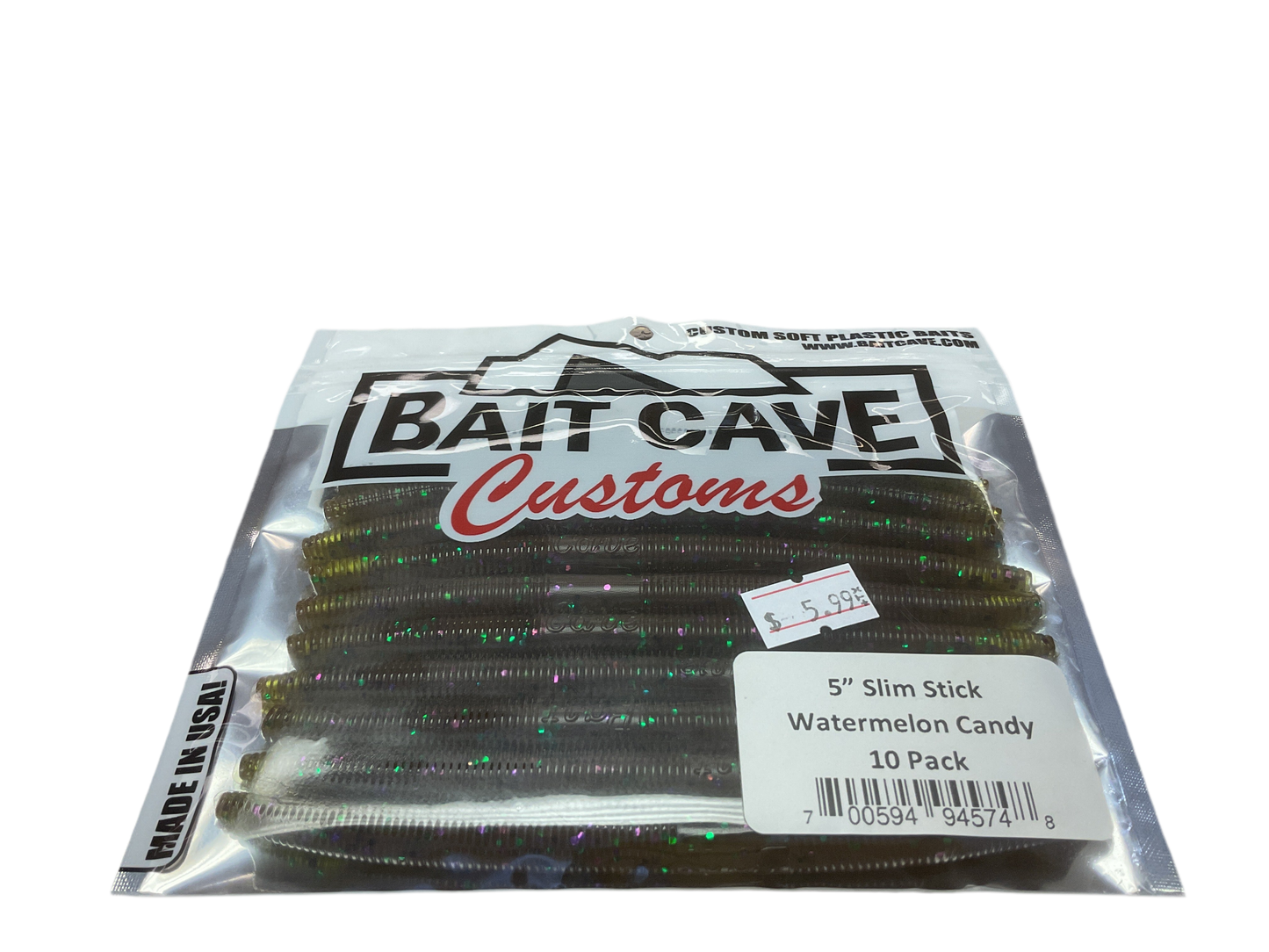 Bait Cave Customs 5” Slim Stick 10pk (watermelon candy)