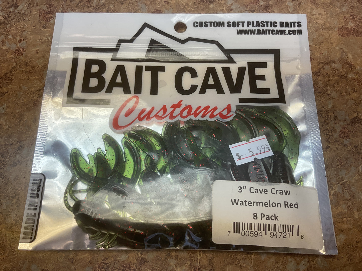 Bait Cave Customs 3” Cave Craw 8pk (watermelon red)