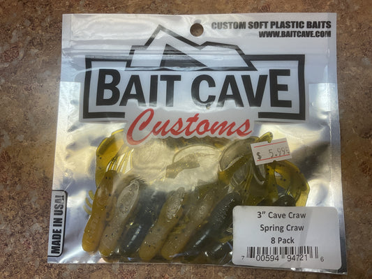 Bait Cave Customs 3” Cave Craw 8pk (spring craw)