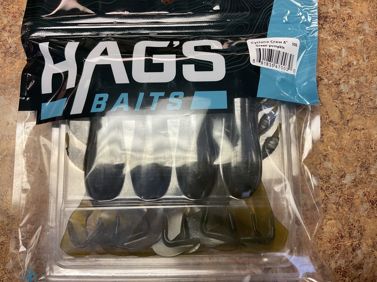 Hag’s Baits Cyclone Craw 4” (green pumpkin)