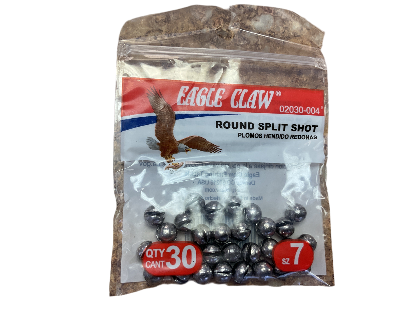Eagle Claw round split shot size 7-30pk