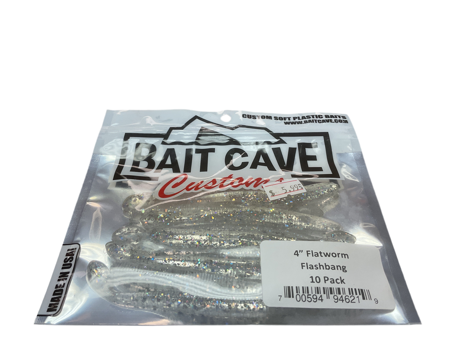 Bait Cave Customs 4” Flatworm 10pk (flashbang)