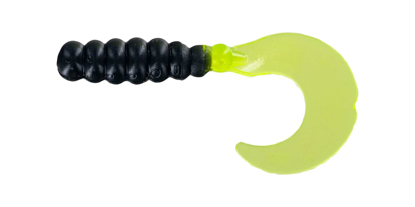 Big Bite Baits 2” Fat Grub 10 pk (black/chartreuse)