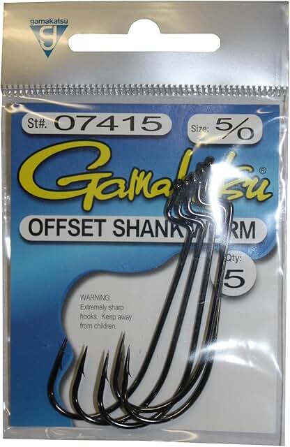 Gamakatsu 6 Piece Soft Plastic Worm Fishing Hooks, 5/0- 5pk