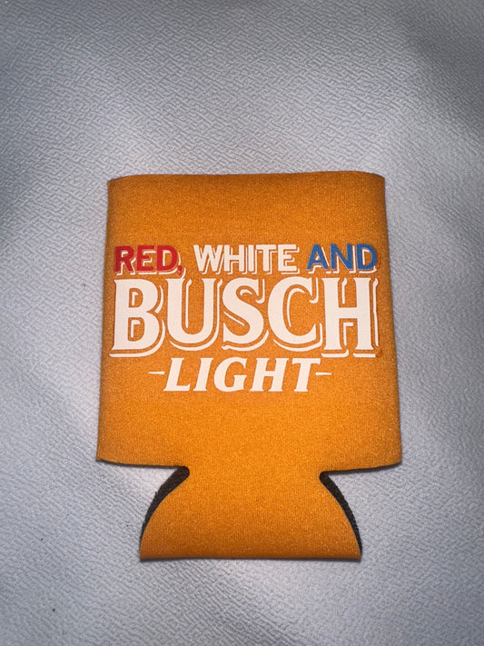 Red, White, Busch Light Koozie