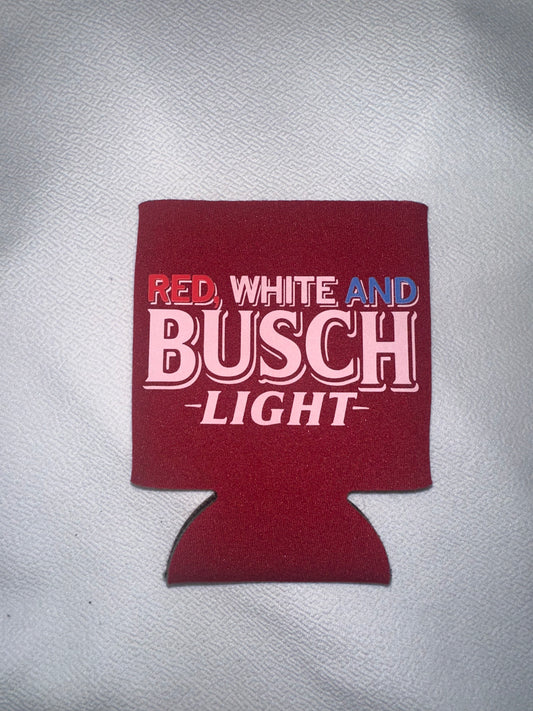 Red, White, Busch Light Koozie