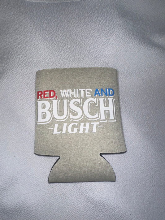 Red, White, Busch Light Koozie
