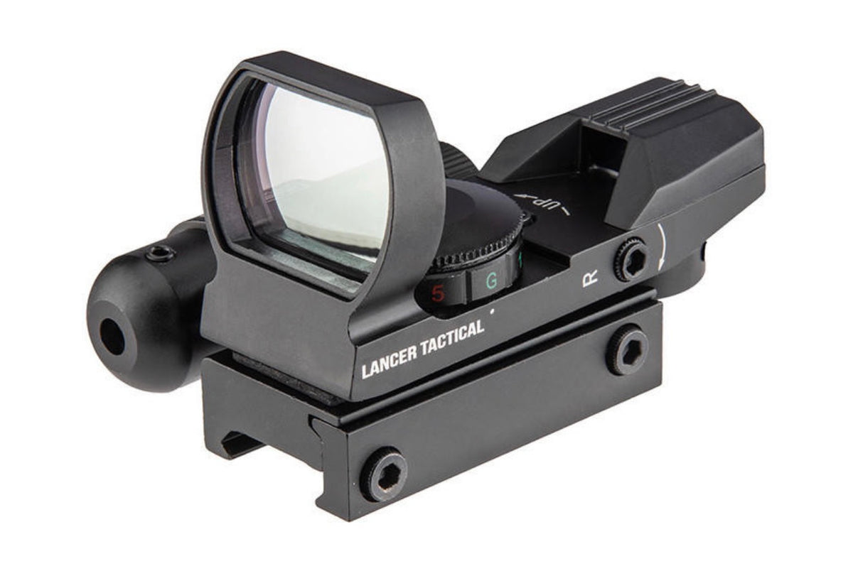 Lancer Tactical 4-Reticle Red/Green Dot Reflect Sight w/ Laser, Black