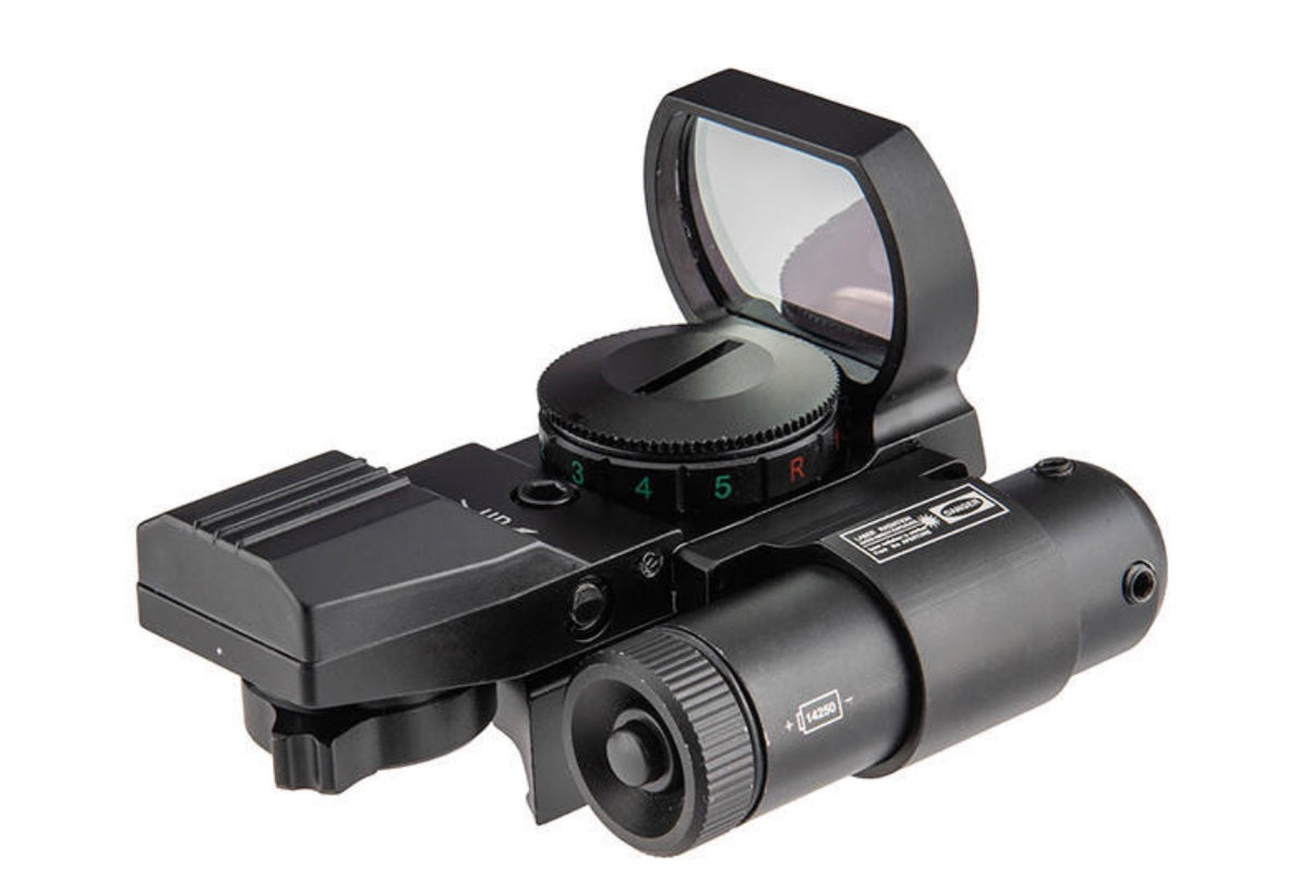Lancer Tactical 4-Reticle Red/Green Dot Reflect Sight w/ Laser, Black