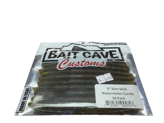 Bait Cave Customs 5” Slim Stick 10pk (watermelon candy)