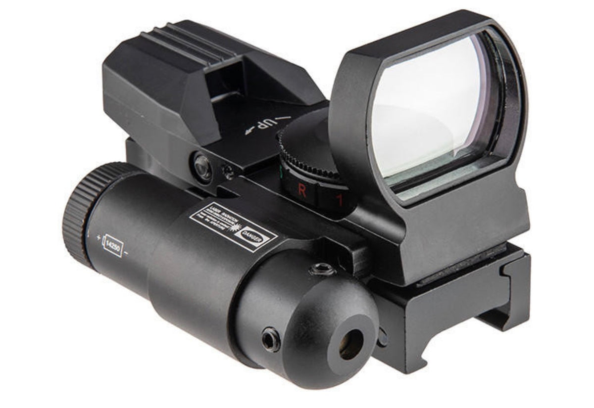 Lancer Tactical 4-Reticle Red/Green Dot Reflect Sight w/ Laser, Black
