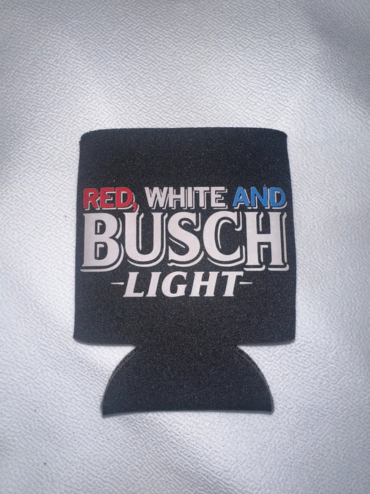 Red, White, Busch Light Koozie