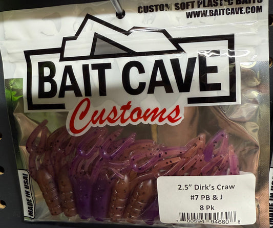 Bait Cave Customs 2.5” Dirks Craw (PB&J)