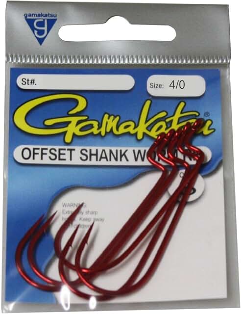 Gamakatsu 6 Piece Soft Plastic Worm Fishing Hooks, 4/0- 5pk