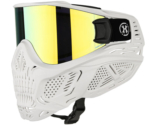 HK Army HSTL Skull Thermal Paintball Mask - Saint (White w/ Gold Lens)