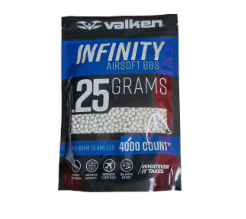 VALKEN INFINITY 0.25G 4,000CT AIRSOFT BBS