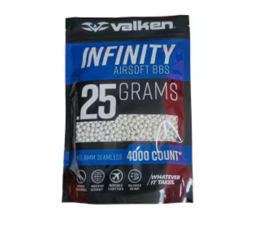 VALKEN INFINITY 0.25G 4,000CT AIRSOFT BBS