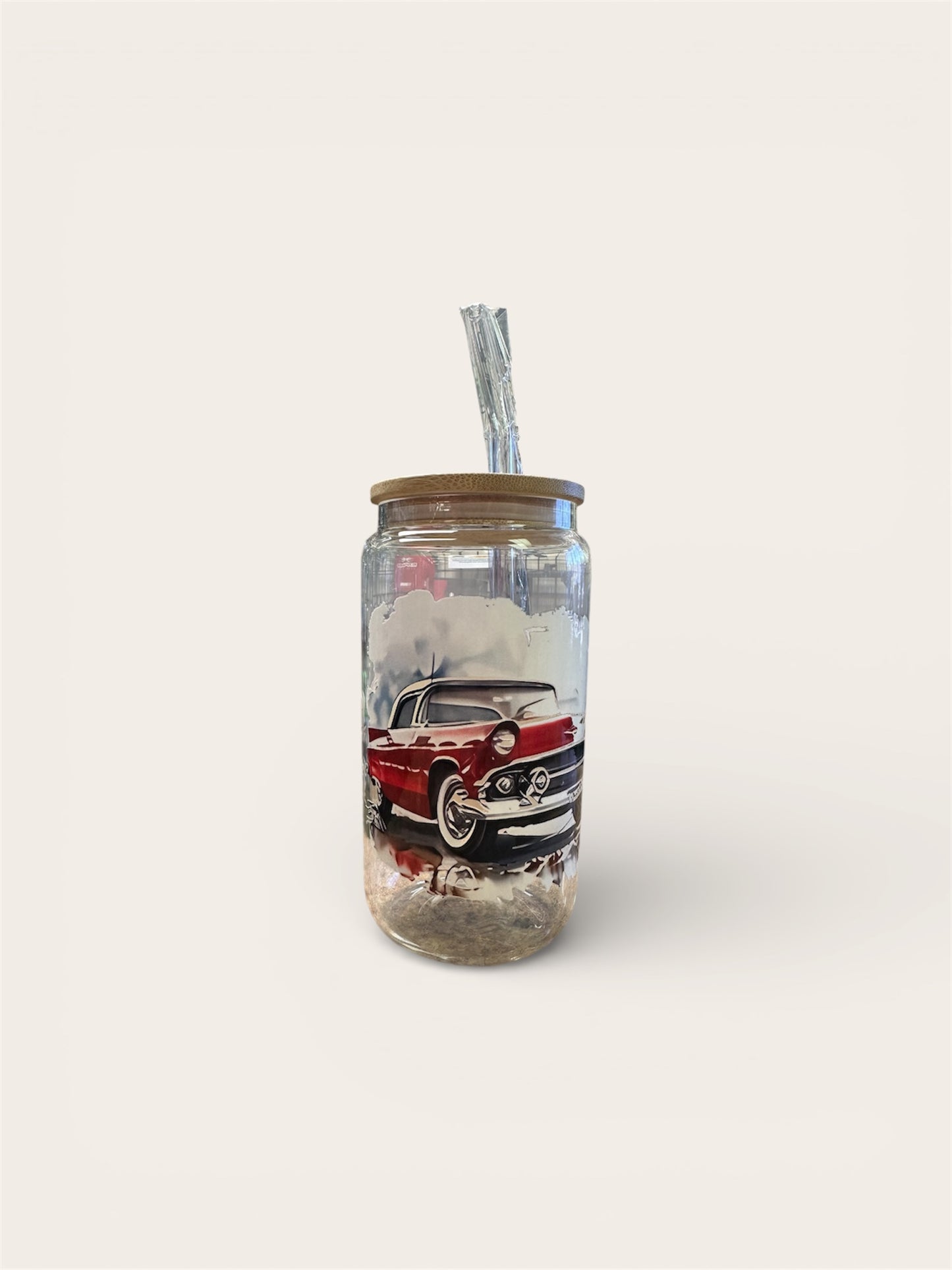 Old Fashion Red Car Glass Cup